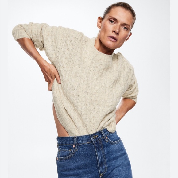 Mango knit braided sweater in light brown size M - Picture 1 of 5